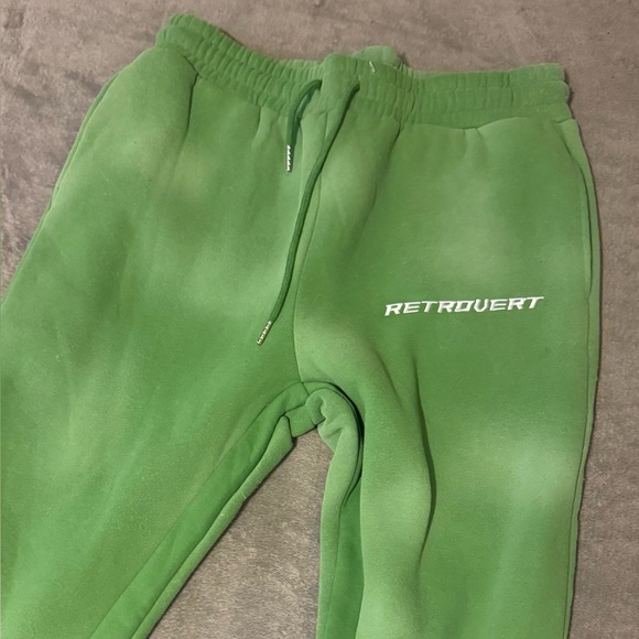 Retrovert Flare Nature Green Sweatpants Mens Medium Wide Leg Pockets - Picture 1 of 11